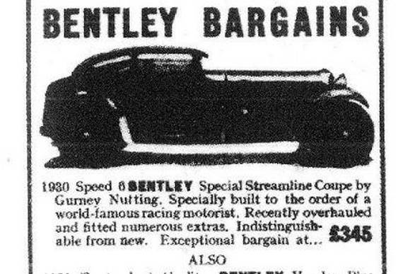 BARNATO - vendió el Bentley coupé special el mismo 1930 (anuncio Autocar)