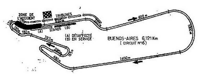 Ignazio GIUNTI - segmento del circuito donde ocurrió el accidente mortal (publicado por L'Automobile en 1971)