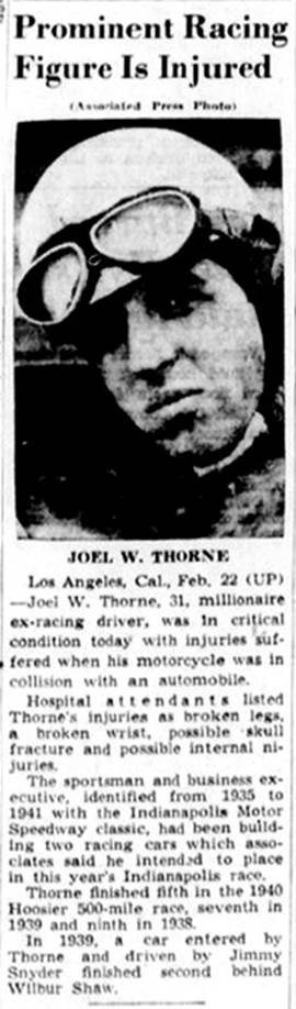 accidente de moto en febrero de 1946